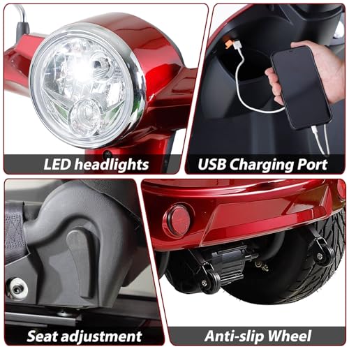 Heavy Duty 4-Wheel Electric Mobility Scooter with Adjustable Seat W8596