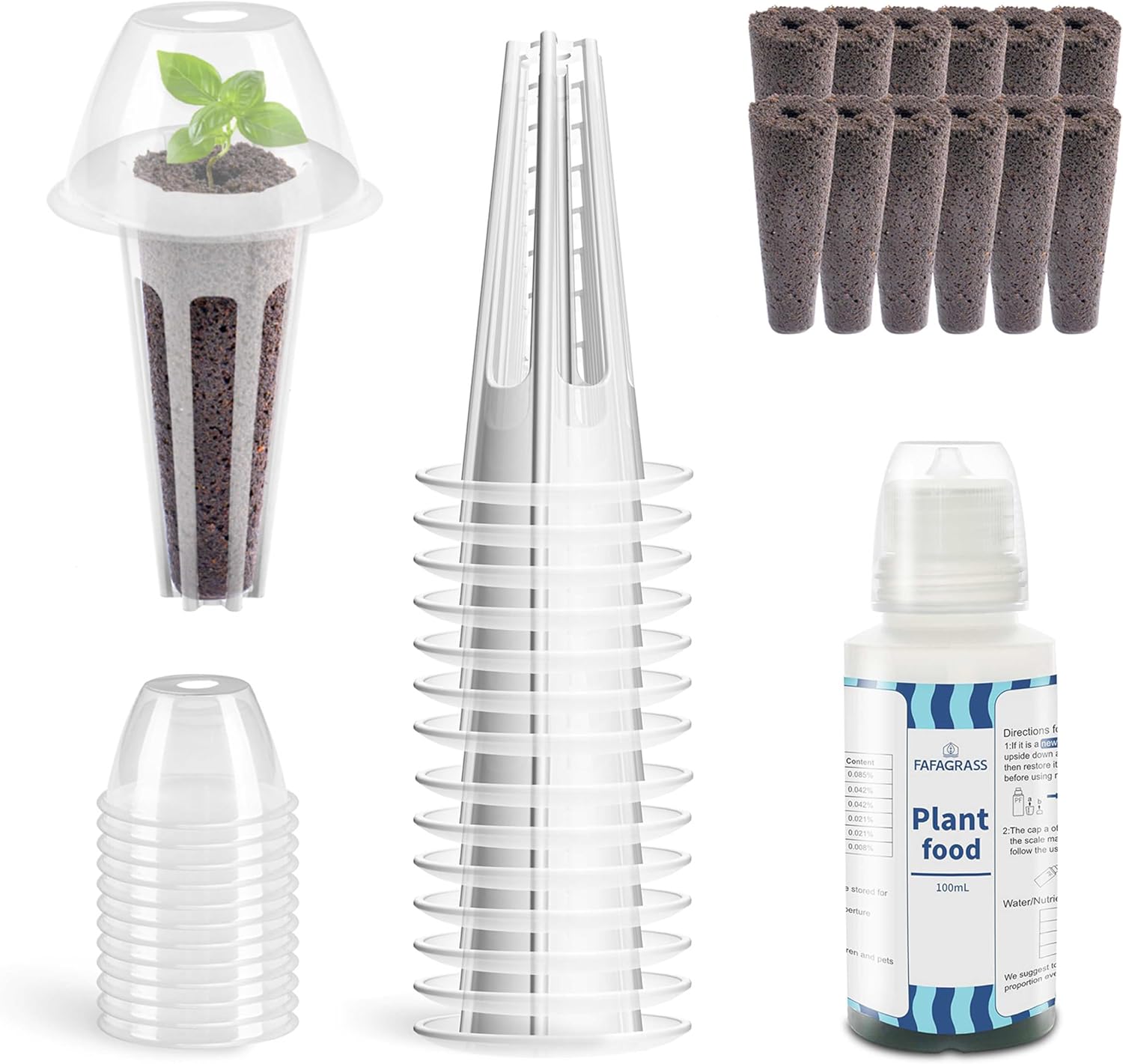 12 Set Seed Pod Kit with Grow Sponges, Grow Baskets, Grow Domes, Plant Food W834