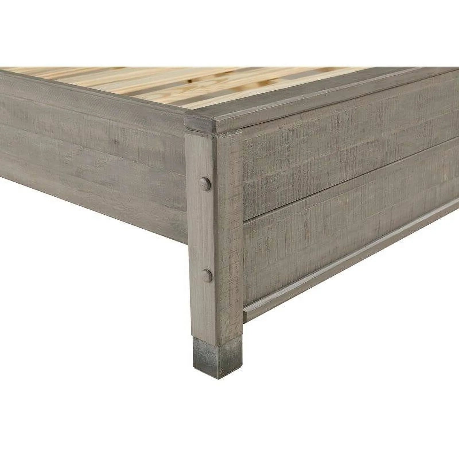 Grey Queen Solid Wooden Platform Bed Frame with Headboard Q800635