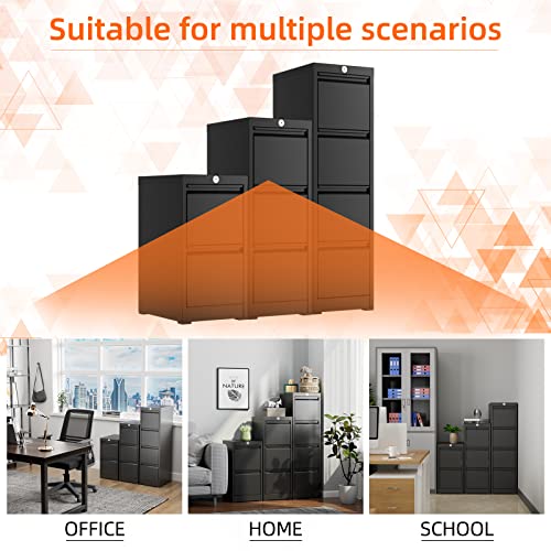 3 Drawer Metal File Cabinet with Lock, Black M650152