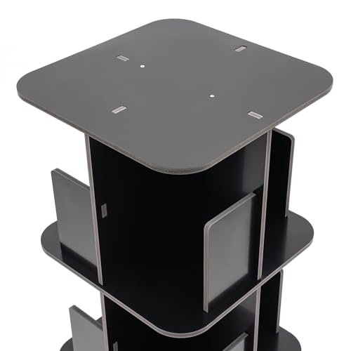 Black 3 Tier Rotating Bookcase S250
