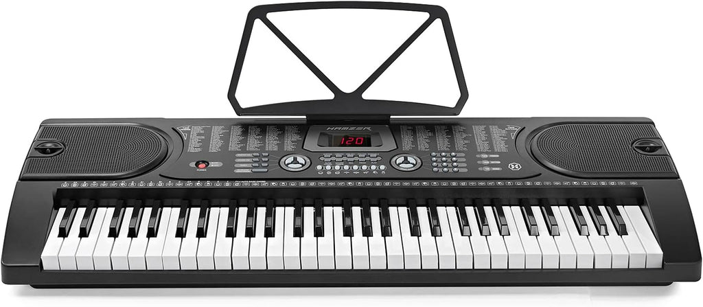 61-Key Electronic Piano Keyboard with Stand, Microphone, Sticker Sheet - Black C50467