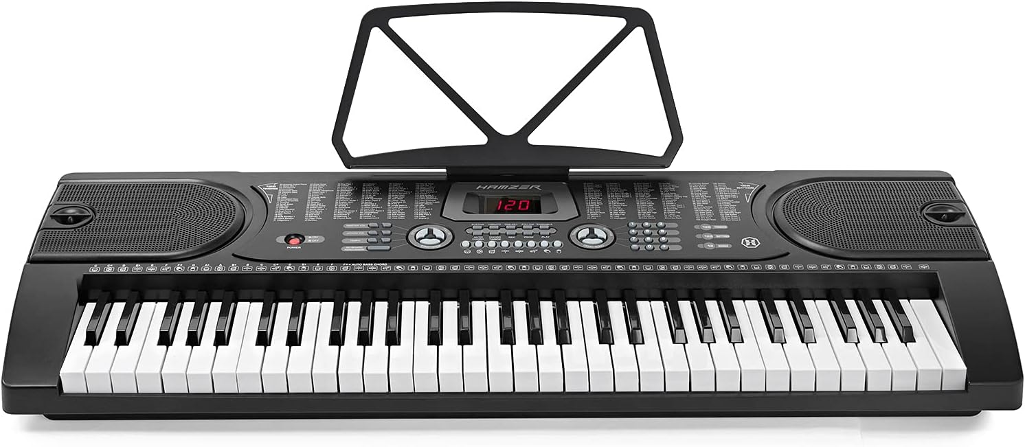 61-Key Electronic Piano Keyboard with Stand, Microphone, Sticker Sheet - Black C50467
