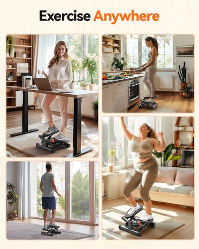 Gray Hydraulic Mini Stepper with Resistance Bands O3254