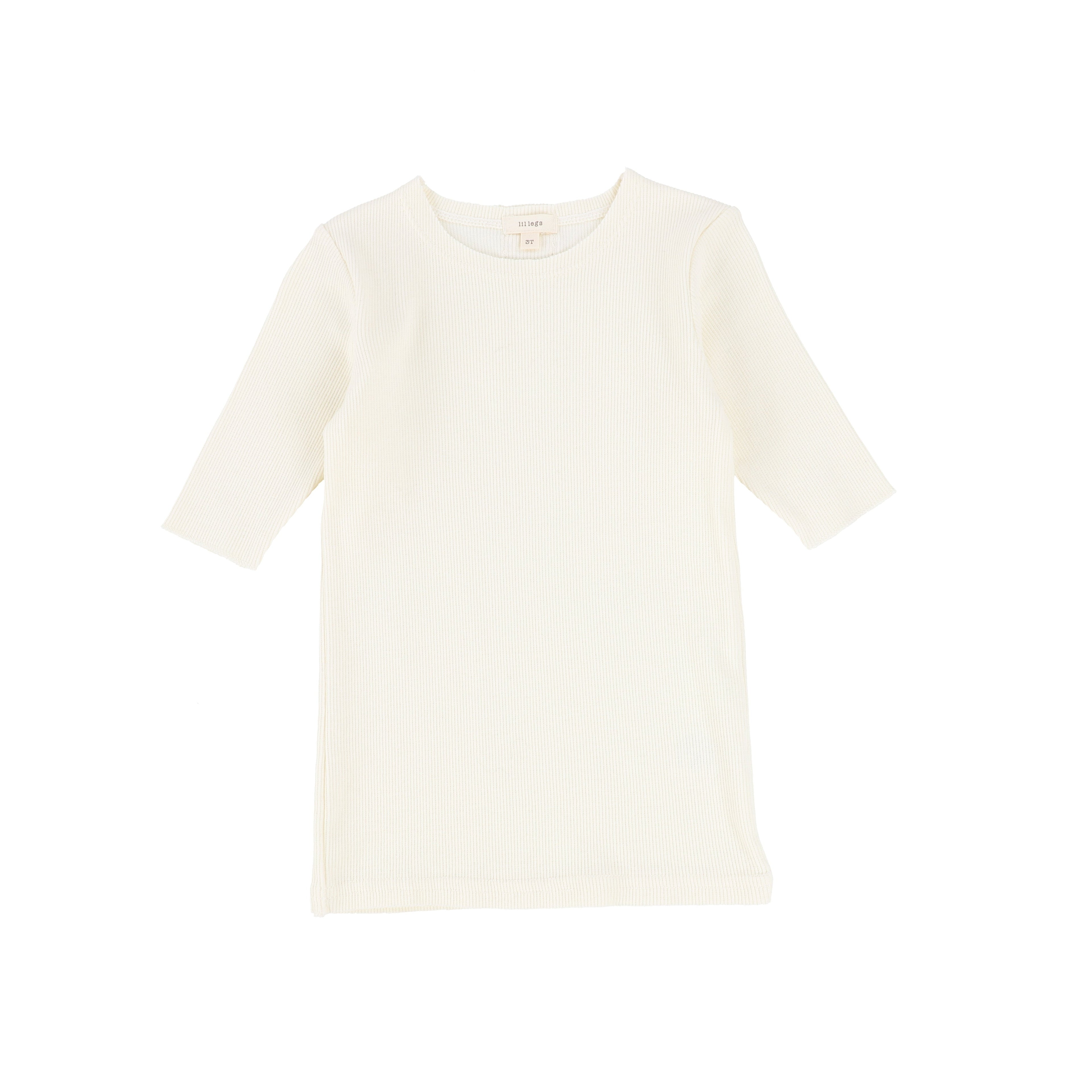 Lil Legs Ribbed Three Quarter Sleeve Tee - Ivory