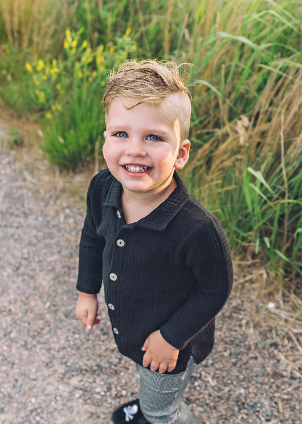 Analogie by Lil Legs Muslin Button Down Shirt - Black